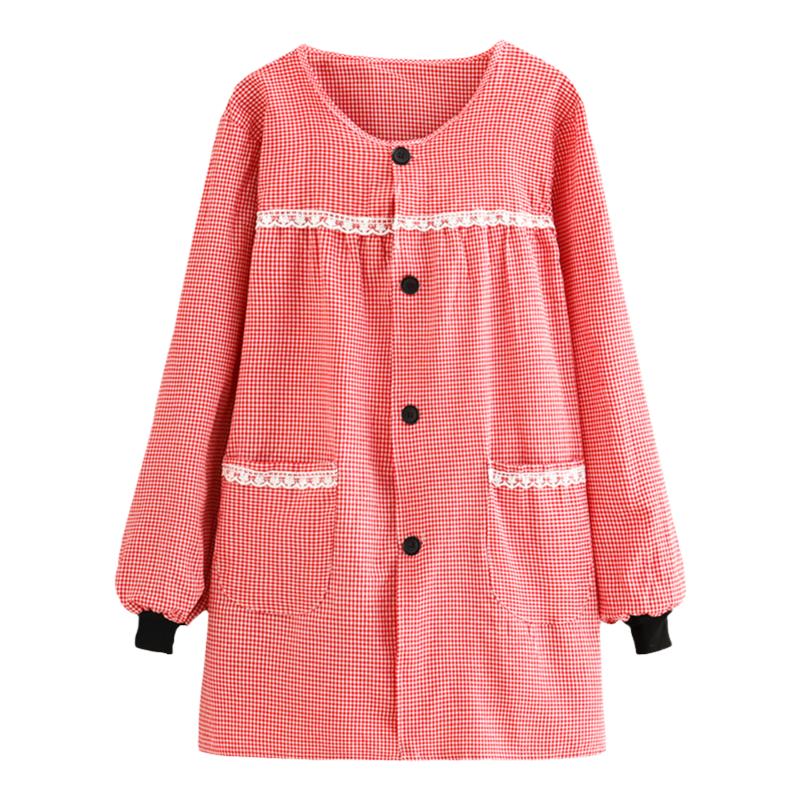 大人棉布防污透气耐磨家用厨房做饭上班工作服罩衣长袖外套女韩版