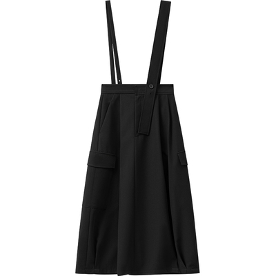 播商场同款黑色可拆卸背带裙女夏季新款高腰显瘦裙子BDS2BD2493