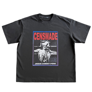 CENSMADE 26SS美式做旧复古骷髅印花Boxy短宽短袖纯棉T恤vintage