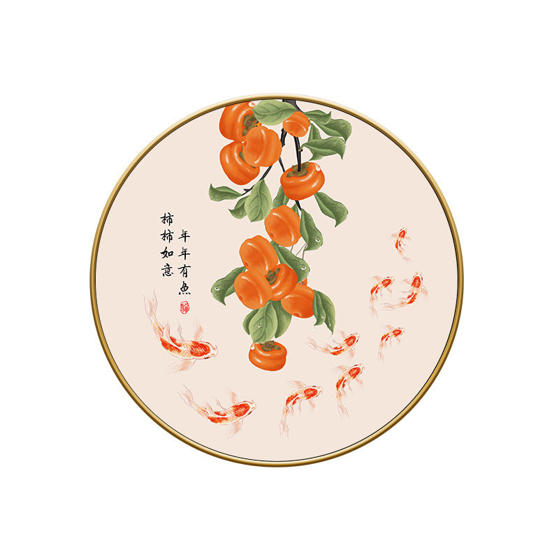 柿柿如意九鱼图装饰画
