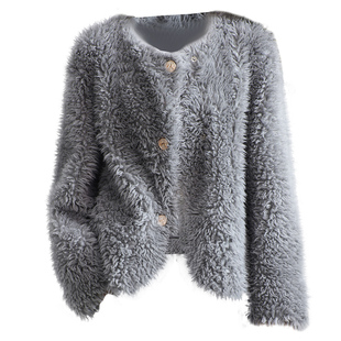 羊剪绒大衣女2025冬新短款奢华丽正品牌海宁羔羊毛毛颗粒皮草外套