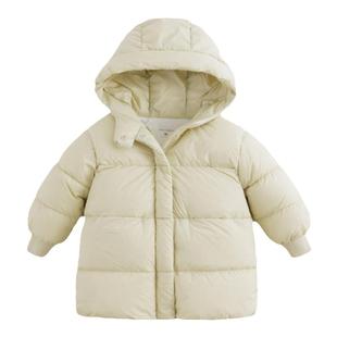 马克珍妮男女童三防中长款羽绒服红色儿童保暖羽绒宝宝冬装241196