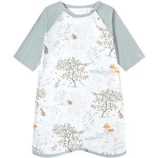 Griny宝宝竹纤维睡裙春夏季睡袍薄款睡袋婴儿童睡衣七分袖连体衣