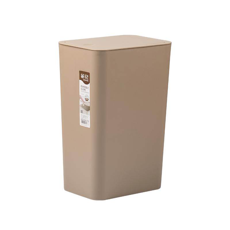 茶花垃圾桶家用客厅带盖卫生间厕所专用窄小现代简约筒小号厨房有