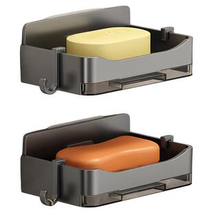 家用浴室卫生间肥皂架香皂盒高档沥水壁挂式双层皂盒免打孔置物架