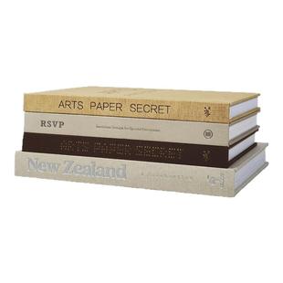 样板间真书可阅读酒店售楼处书房棕咖啡色软装饰品英文道具书摆件