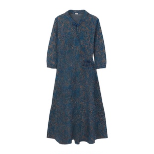 洋气妈妈秋冬中式连衣裙高档礼服2025新款中老年女大码改良旗袍裙