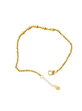 18K金亮面葫芦搭配车花蹦迪珠款手链 女款黄金AU750金正品K金手链