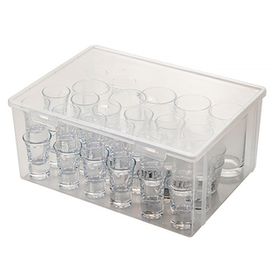 白酒杯收纳盒家用分酒器商用醒酒器玻璃小酒杯一口杯收纳箱便携式