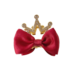蝴蝶结发夹儿童红色抓夹女高级感侧边夹子公主头小号女童皇冠发卡