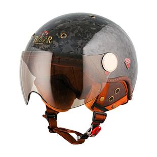 BR碳纤维摩托车头盔超轻半盔复古哈雷巡航男女电动车四季2025新款