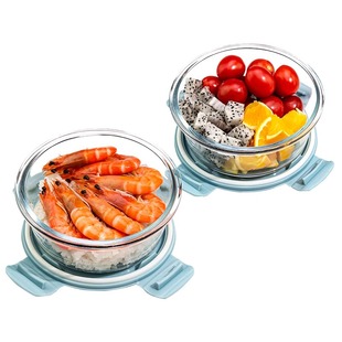 玻璃饭盒可微波炉加热专用的碗带盖上班族餐盒分隔水果便当保鲜盒