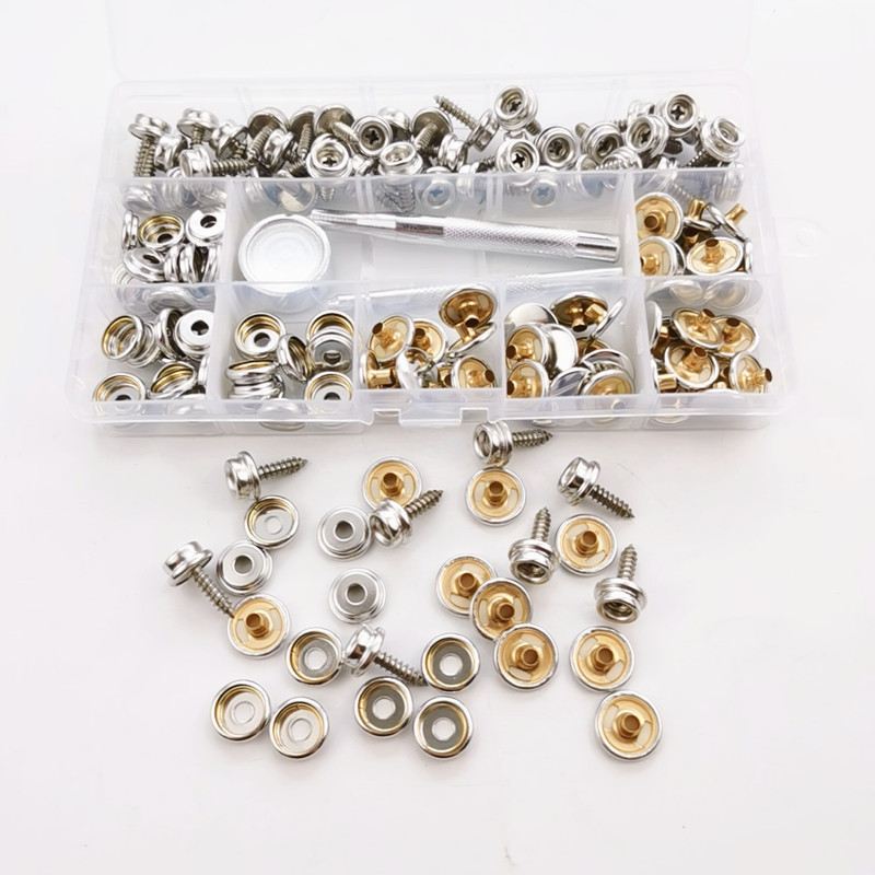 150件不锈钢螺丝大白扣篷布扣按扣扣船舶四合15mm跨境货源亚马逊