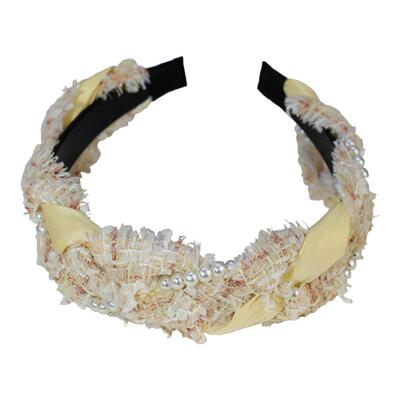 原创设计小香风发箍头箍鹅黄色