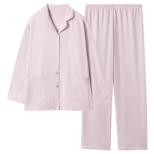 浪莎德绒睡衣女士秋冬季长袖加厚羊绒蚕丝开衫大码简约家居服套装