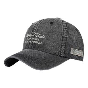 牛仔棒球帽男士品牌高端帽子春秋四季款水洗牛仔帽字母鸭舌帽软顶