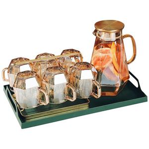 轻奢风钻石水具套装家用客厅带把玻璃喝水杯子家庭茶杯茶具待客用