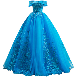 彩纱婚纱学生艺考礼服舞台独唱蓬蓬裙年会主持晚礼服长款演出服女