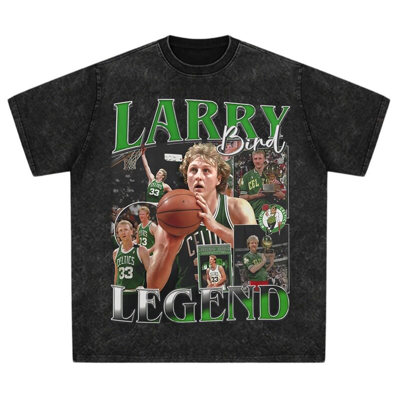 大鸟拉里伯德Larry Bird 美式休闲复古Vintage短袖纯棉做旧T恤男