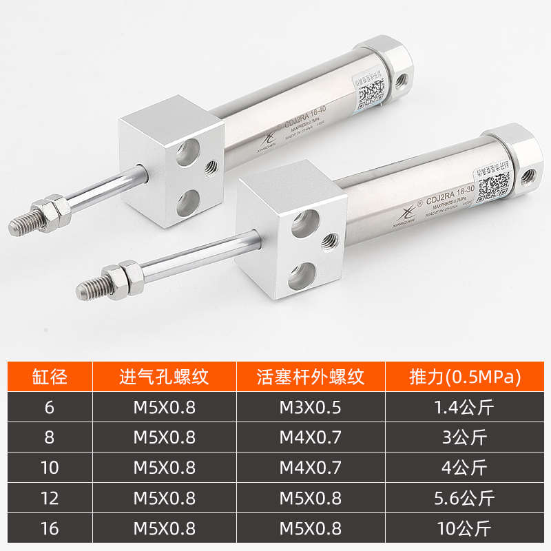星辰气动CDJ2RA10/16-15/25/30/40/-75/200SMC型方头小型迷你气缸