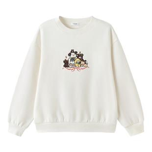 巴拉巴拉女童加绒卫衣儿童白色加厚上衣大童绒衣2025冬装新款童装