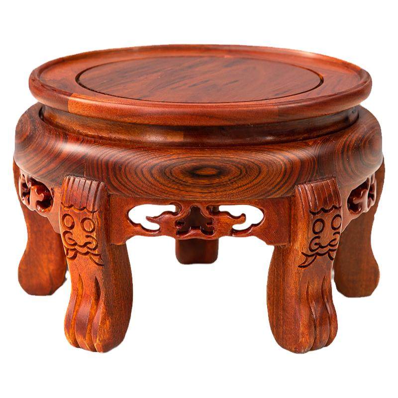 实木底座大花盆花瓶盆栽圆形酒坛垫高鱼缸奇石文玩摆件加高托架敦