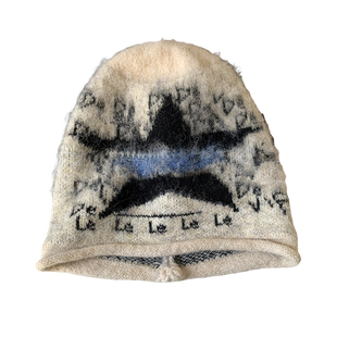 美式复古五角星卷边针织冷帽女冬季高级感保暖护耳堆堆帽包头帽子