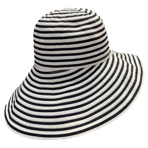 胶片日记法式复古遮阳帽子女春夏季大檐显脸小防晒气质条纹渔夫帽