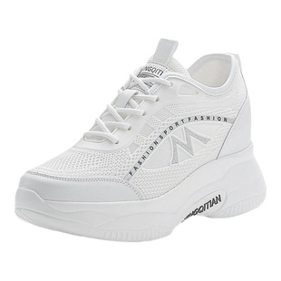 小白鞋女内增高网鞋2026年超火休闲轻便厚底小码显脚小透气运动鞋