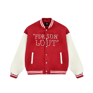 FDR官方店 美式珍珠运动棒球服外套男女秋季重磅情侣宽松上衣夹克