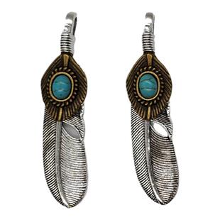 金银色合镀金高桥款吾款羽毛树叶饰品雕花吊坠diy4mm波洛领带配件