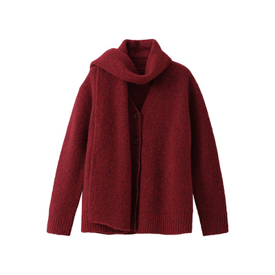 POPCHRIO羊毛针织开衫围巾套装