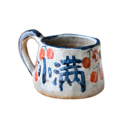 玺闻乐见咖啡杯青花喜手工水杯