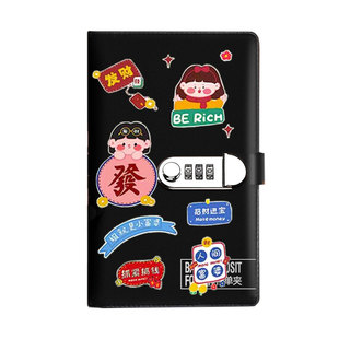 布纹定期存单收纳册存折票据多功能现金支票存单带密码锁专用夹防火防水送可爱富婆贴纸票据收纳本银行存款单