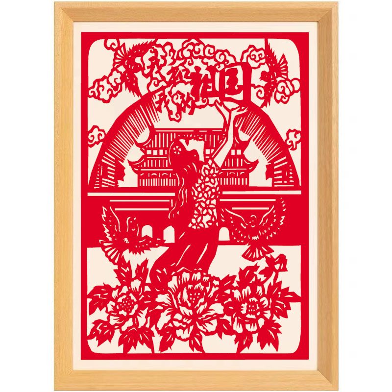 国庆爱国主题剪纸作品成品我爱红色艺术手工刻画图案中国风刻纸