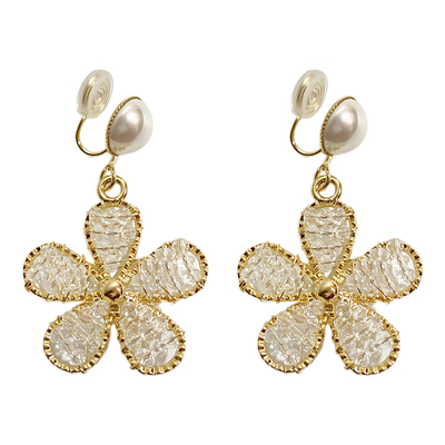 珍珠网红超仙花朵水晶时尚风耳夹