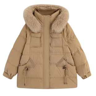 300斤大码羽绒服大毛领小个子胖莹莹加肥加大加厚宽松短款外套