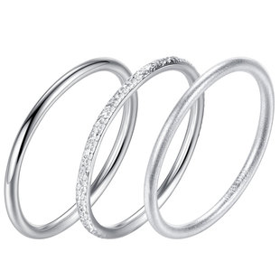 纯银戒指女ins小众设计男999足银指环简单细素圈光面情侣尾戒小指