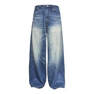 JCAESAR COATING DENIM 冰胶蓝色baggy牛仔裤 自然猫须 复古做旧