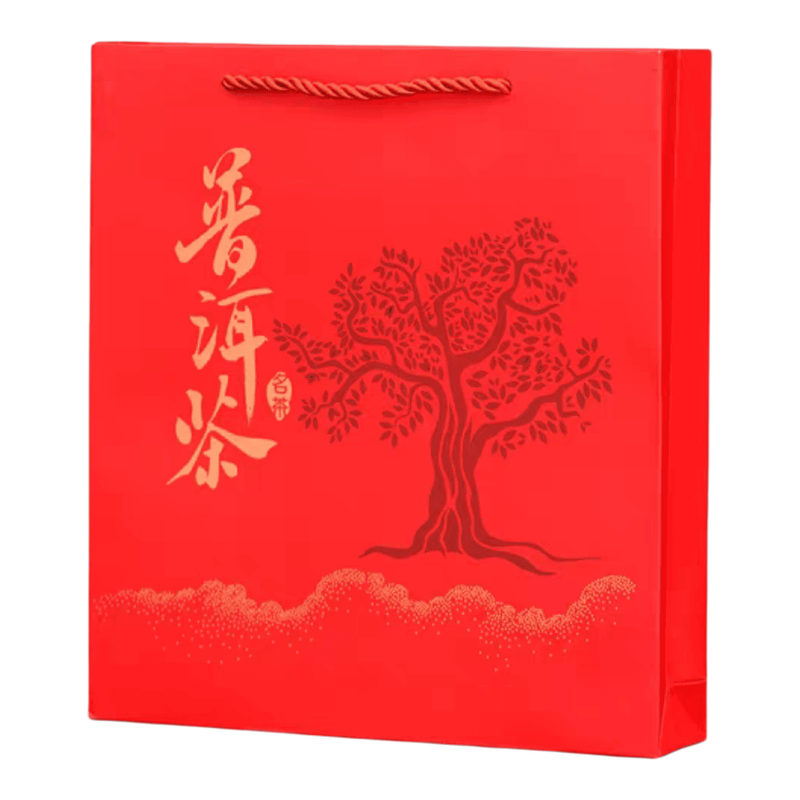 通用茶饼手提袋普洱茶357g牛皮纸礼品袋加厚复古简约白卡纸手挽袋