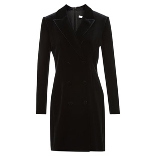 朗姿丝绒西装领优雅干练收腰连衣裙气质通勤连衣裙2025年冬季新款