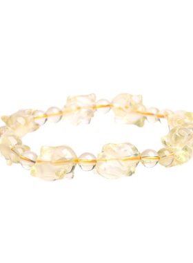 收藏级6mm天然黄水晶小兔子手串