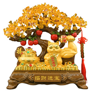 发财树摆件聚宝盆开业大吉收银台装饰招财猫生意兴隆店铺乔迁礼物