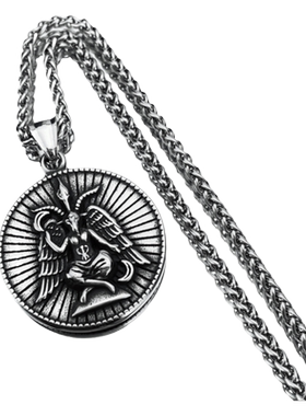 双面可戴潮男钛钢撒旦巴弗灭项链