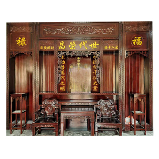 实木满墙风水神龛定制香火案台家神供奉台对联客厅中堂雕刻仿古