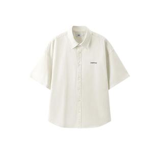 森马短袖衬衫男纯棉衬衣绣花内搭上衣情侣2025新款夏装宽松通勤风