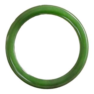 和田玉手镯碧玉女细圆条青海晴水年轻款少女菠菜绿玉镯子美人条