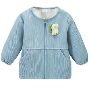 男宝宝灯芯绒罩衣羽绒服防脏加绒保暖护衣儿童洋气可外穿护衣秋冬