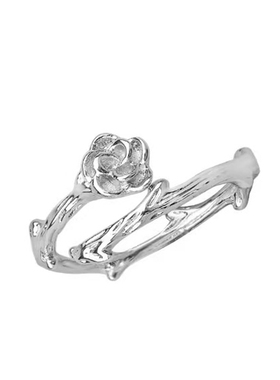 玫瑰荆棘开口素圈戒指女情侣对戒