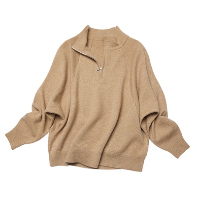 虚提蝙蝠袖半开拉链简约卫衣